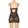 954185 Babydoll De Renda Com Alças Ajustáveis Preto S/M