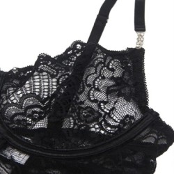 954185 Babydoll De Renda Com Alças Ajustáveis Preto S/M