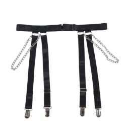 954260 Body Con Cadenas + Ligueros Negro S/M