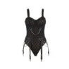 954277 Body Com Correntes + Ligas Preto L/Xl