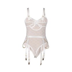 954291 Body Con Catene + Reggicalze Bianco L/Xl