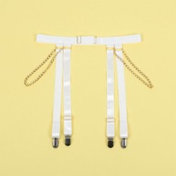 954291 Body Con Catene + Reggicalze Bianco L/Xl