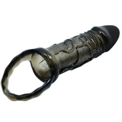 Capa Extensora Peniana Com Alça Para Testículos Preta 13.5 Cm