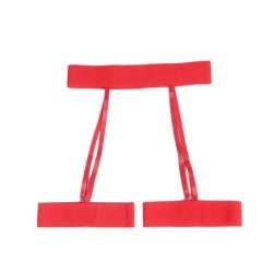 954321 Sujetador + Tanga + Ligueros Estampado De Corazones Rojo S/M