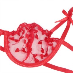 954338 Beha + String + Jarretelgordel met hartjesprint Rood L/Xl