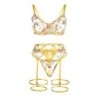 954352 Soutien-gorge + String + Jarretières Design Floral Jaune L/Xl