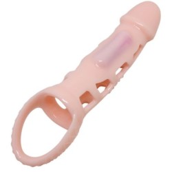 PeniS-Extender Hülle mit Vibration und Strap Natur 13.5 Cm