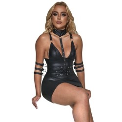 954406 Juodas odinis Bondage Dress S/M