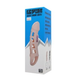 Gaine Extensible Pénienne Avec Vibration Et Strap Naturelle 13.5 Cm