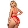 954475 Testhezálló, szexi, kivágott, piros masnis ruha L/Xl
