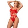 954475 Testhezálló, szexi, kivágott, piros masnis ruha L/Xl