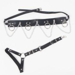 Harnas Riem En Jarretel Detail Ringen En Ketting One Size