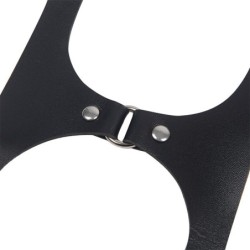 Celotělový postroj s přezkami černá kůže univerzální velikost