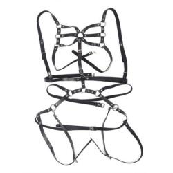 Arnés de cos corretges ajustable cuir negre talla única