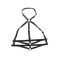 Brystsele med Ringe i Sort Læder One Size