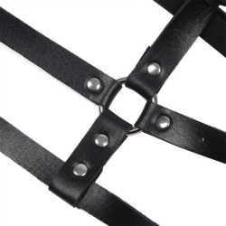 Brystsele med Ringe i Sort Læder One Size