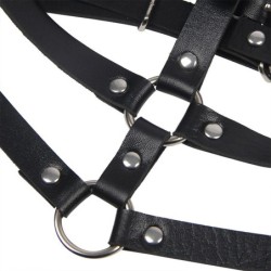 Brystsele med Ringe i Sort Læder One Size