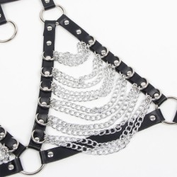 Harnais Soutien-gorge Et Collier Avec Chaînes Taille Unique