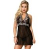 Babydoll Fehér Fekete Virágos Csipke L/Xl