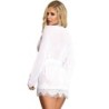 Witte Babydoll met Lange Mouwen en Franjes L/Xl