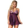 Babydoll Com Laço E Detalhes Brilhantes Roxo S/M