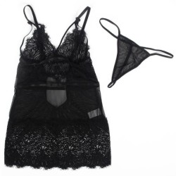Babydoll, jossa säädettävät olkaimet ja musta pitsi L/Xl