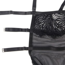 Mustast pitsist reguleeritavate rihmadega Babydoll L/Xl