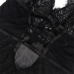 Babydoll s nastaviteľnými ramienkami z čiernej čipky S/M