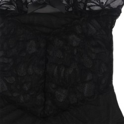 Babydoll Com Alças Ajustáveis E Estampa Floral De Renda Transparente Preto S/M