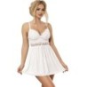 Babydoll V-Ausschnitt Detail Schleifen Weiß L/Xl