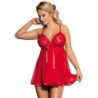 Rdeča Babydoll s pentljo in bleščečimi detajli L/Xl