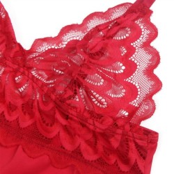 Babydoll Acetinado Com Renda Vermelha L/Xl