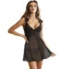 Babydoll tiulio audinys su nėrinių ir gėlių detalėmis, juodas, L/Xl