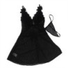 Babydoll Tulle Fabric Lace & Flower Detail Black L/Xl