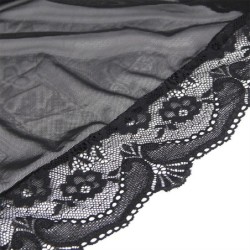 Permatomos audinys Chalatas su nėrinių detalėmis Juodas L/Xl