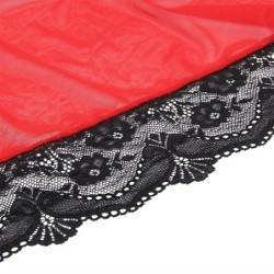 Punane pitsdetailiga läbipaistev hommikumantel, suurus L/XL