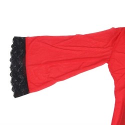 Bata Tela Transparente Detalle Encaje Rojo S/M