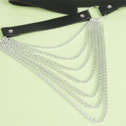 Cinturon De Cadenas Cuero Negro Talla Única