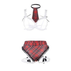 Seksualus moksleivės kostiumas su liemenėle L/Xl