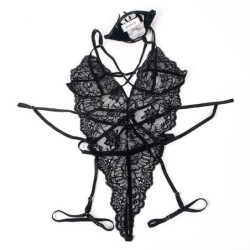 Rendőr Jelmez Fekete Csipke Body L/Xl