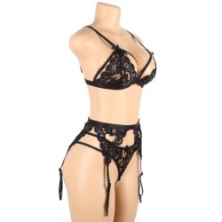 3-osainen setti Rintaliivit + Sukkanauhaliivi + Stringit L/Xl