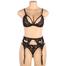Set 3 osaa Rintaliivit + Sukkanauhaliivi + Stringit S/M