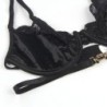 Ensemble 3 Pièces Soutien-Gorge + String + Jarretière Dentelle Noir L/Xl