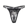 Set van 3 Stuks Beha + String + Jarretel met Bloemenprint Zwart S/M