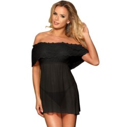 Set Vestido Corto + Tanga Negro L/Xl