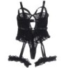 Teddy Com Liga Detalhe Rendas E Tiras Preto S/M