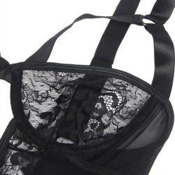 Teddy Com Liga Detalhe Rendas E Tiras Preto S/M