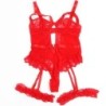 Teddy With Garter Lace Detail And Red Straps L/Xl