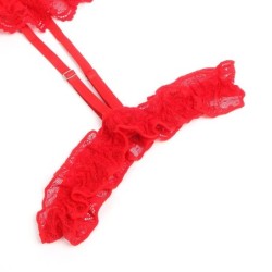 Teddy With Garter Lace Detail And Red Straps L/Xl