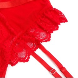 Teddy su raiščiu, nėrinių detalėmis ir raudonomis juostelėmis L/Xl